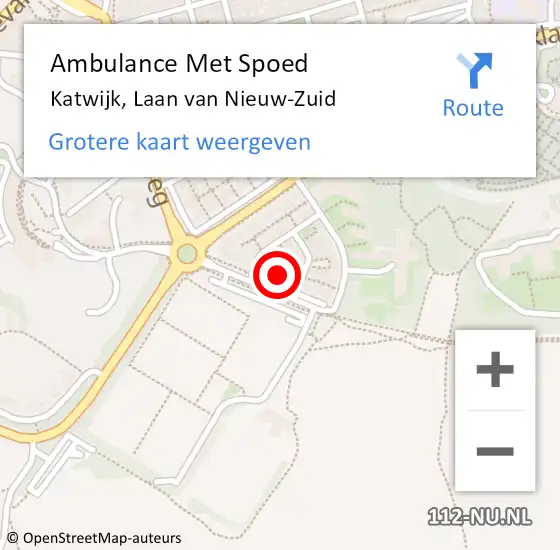 Locatie op kaart van de 112 melding: Ambulance Met Spoed Naar Katwijk, Laan van Nieuw-Zuid op 3 januari 2024 19:31