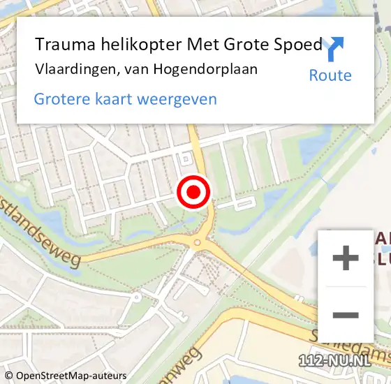 Locatie op kaart van de 112 melding: Trauma helikopter Met Grote Spoed Naar Vlaardingen, van Hogendorplaan op 3 januari 2024 20:25