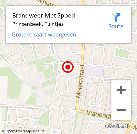 Locatie op kaart van de 112 melding: Brandweer Met Spoed Naar Prinsenbeek, Tuintjes op 3 januari 2024 20:31