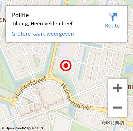 Locatie op kaart van de 112 melding: Politie Tilburg, Heereveldendreef op 3 januari 2024 20:40
