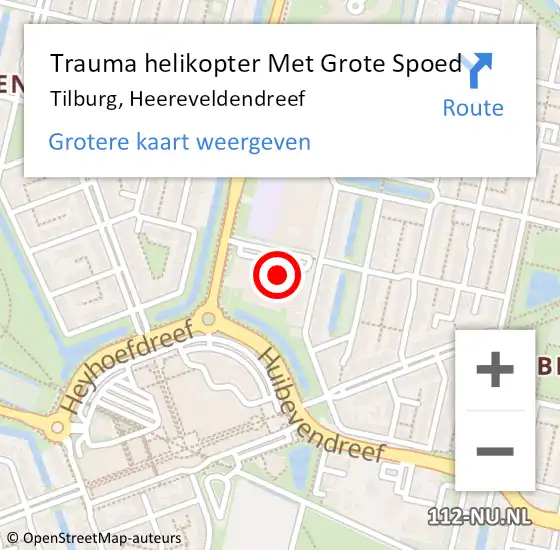 Locatie op kaart van de 112 melding: Trauma helikopter Met Grote Spoed Naar Tilburg, Heereveldendreef op 3 januari 2024 20:42
