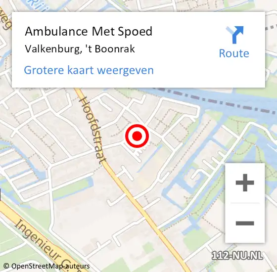 Locatie op kaart van de 112 melding: Ambulance Met Spoed Naar Valkenburg, 't Boonrak op 3 januari 2024 20:48