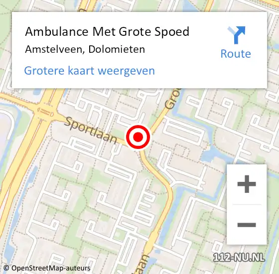 Locatie op kaart van de 112 melding: Ambulance Met Grote Spoed Naar Amstelveen, Dolomieten op 3 januari 2024 21:31