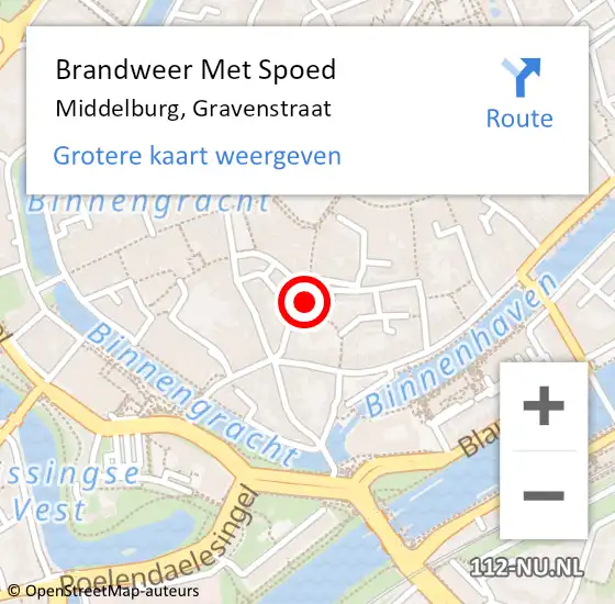 Locatie op kaart van de 112 melding: Brandweer Met Spoed Naar Middelburg, Gravenstraat op 3 januari 2024 21:50