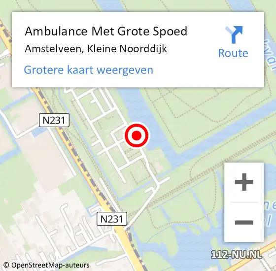 Locatie op kaart van de 112 melding: Ambulance Met Grote Spoed Naar Amstelveen, Kleine Noorddijk op 3 januari 2024 22:04