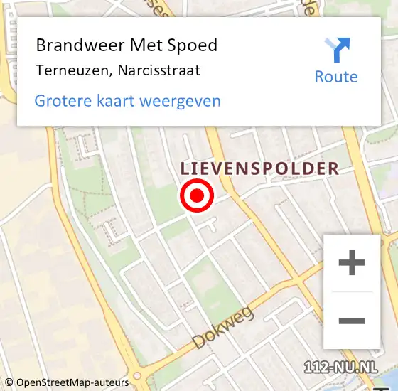 Locatie op kaart van de 112 melding: Brandweer Met Spoed Naar Terneuzen, Narcisstraat op 3 januari 2024 22:06