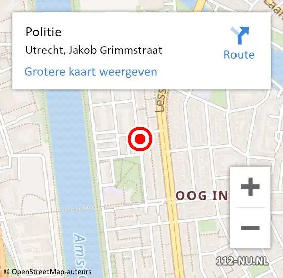 Locatie op kaart van de 112 melding: Politie Utrecht, Jakob Grimmstraat op 3 januari 2024 22:30