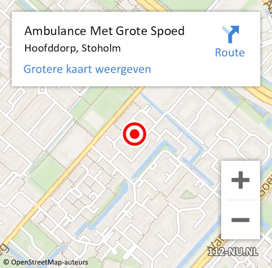 Locatie op kaart van de 112 melding: Ambulance Met Grote Spoed Naar Hoofddorp, Stoholm op 3 januari 2024 22:49