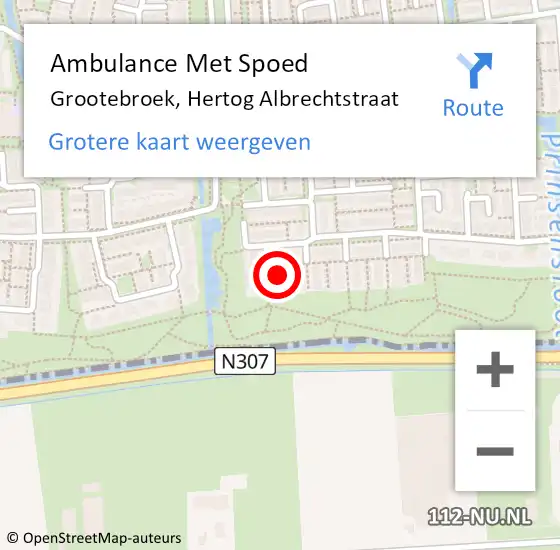 Locatie op kaart van de 112 melding: Ambulance Met Spoed Naar Grootebroek, Hertog Albrechtstraat op 3 januari 2024 23:17
