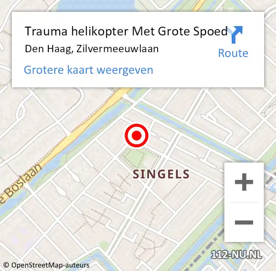 Locatie op kaart van de 112 melding: Trauma helikopter Met Grote Spoed Naar Den Haag, Zilvermeeuwlaan op 3 januari 2024 23:22