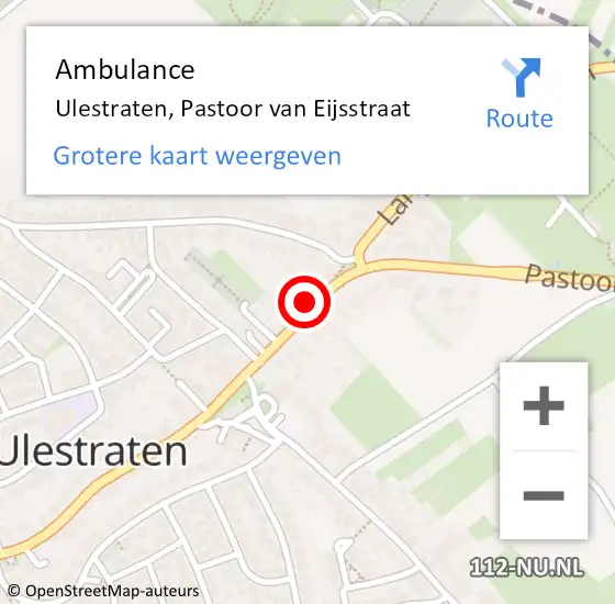 Locatie op kaart van de 112 melding: Ambulance Ulestraten, Pastoor van Eijsstraat op 15 oktober 2013 09:05