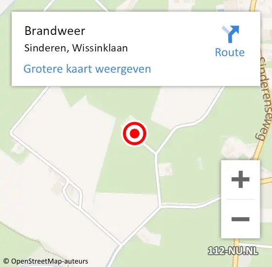 Locatie op kaart van de 112 melding: Brandweer Sinderen, Wissinklaan op 3 januari 2024 23:58
