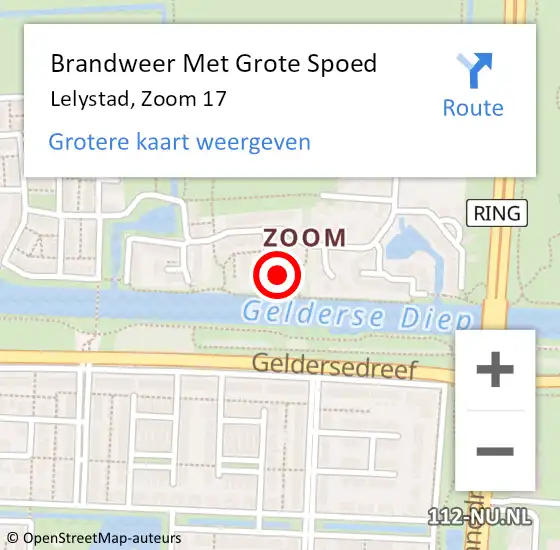 Locatie op kaart van de 112 melding: Brandweer Met Grote Spoed Naar Lelystad, Zoom 17 op 4 januari 2024 00:00