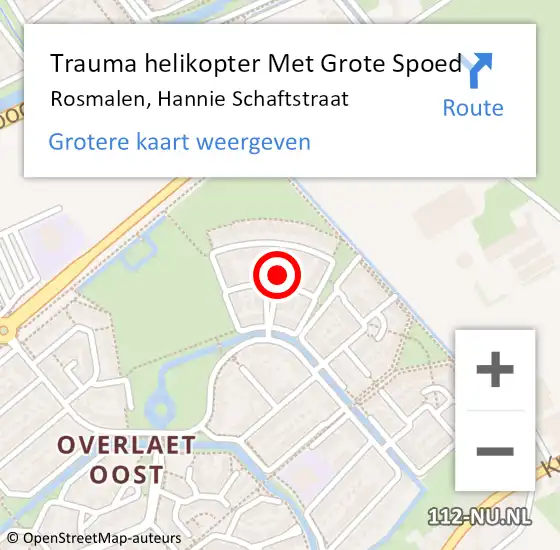 Locatie op kaart van de 112 melding: Trauma helikopter Met Grote Spoed Naar Rosmalen, Hannie Schaftstraat op 4 januari 2024 00:01