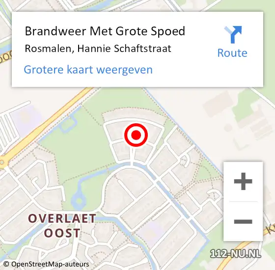 Locatie op kaart van de 112 melding: Brandweer Met Grote Spoed Naar Rosmalen, Hannie Schaftstraat op 4 januari 2024 00:01