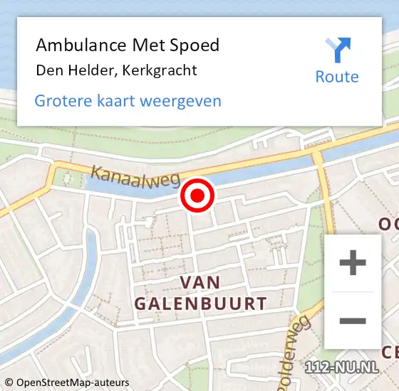Locatie op kaart van de 112 melding: Ambulance Met Spoed Naar Den Helder, Kerkgracht op 4 januari 2024 01:17