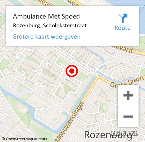 Locatie op kaart van de 112 melding: Ambulance Met Spoed Naar Rozenburg, Scholeksterstraat op 4 januari 2024 01:52