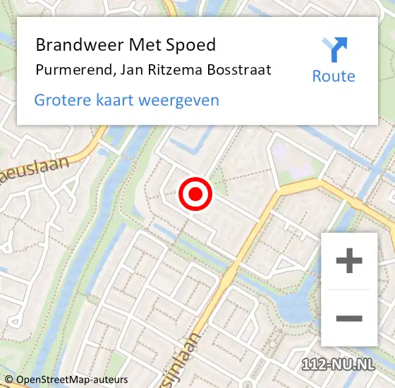 Locatie op kaart van de 112 melding: Brandweer Met Spoed Naar Purmerend, Jan Ritzema Bosstraat op 4 januari 2024 02:06