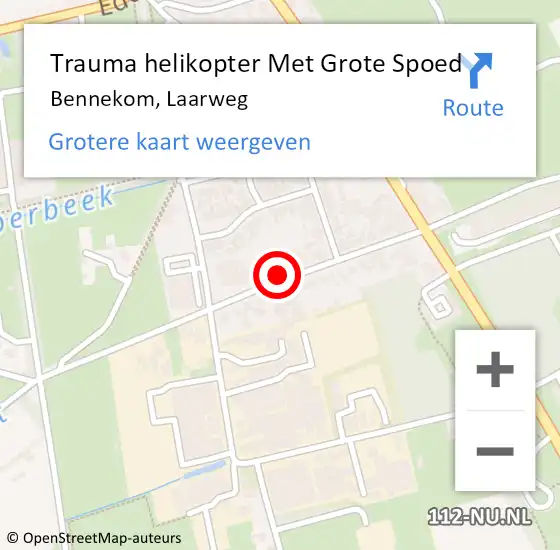 Locatie op kaart van de 112 melding: Trauma helikopter Met Grote Spoed Naar Bennekom, Laarweg op 4 januari 2024 02:09