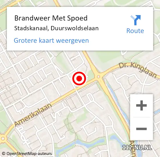 Locatie op kaart van de 112 melding: Brandweer Met Spoed Naar Stadskanaal, Duurswoldselaan op 20 september 2014 21:39