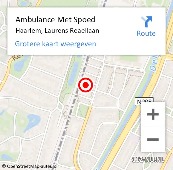 Locatie op kaart van de 112 melding: Ambulance Met Spoed Naar Haarlem, Laurens Reaellaan op 4 januari 2024 02:24