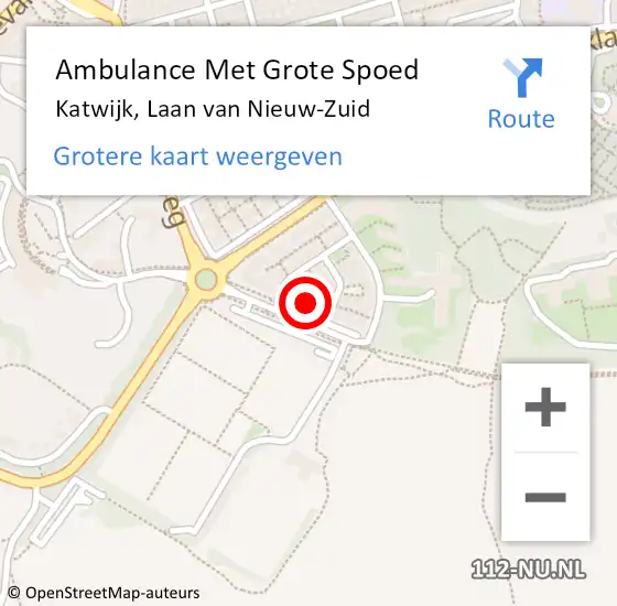 Locatie op kaart van de 112 melding: Ambulance Met Grote Spoed Naar Katwijk, Laan van Nieuw-Zuid op 4 januari 2024 03:00