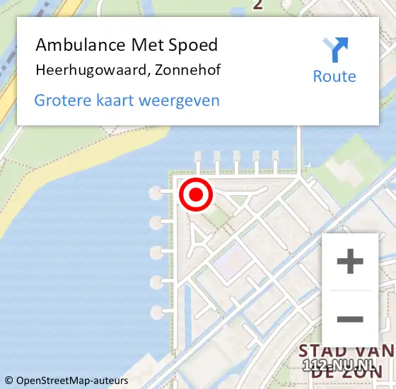 Locatie op kaart van de 112 melding: Ambulance Met Spoed Naar Heerhugowaard, Zonnehof op 4 januari 2024 03:24