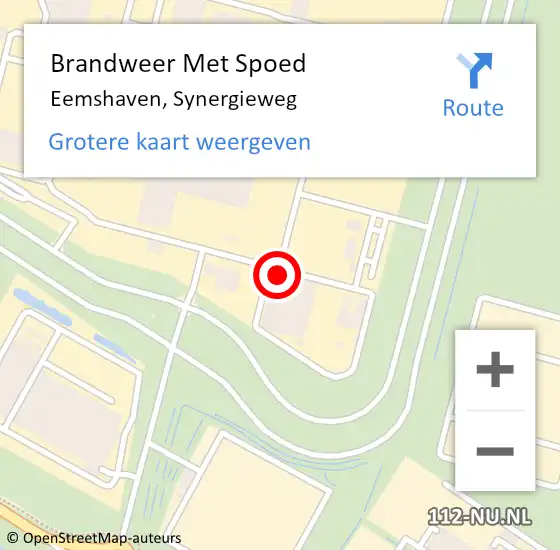 Locatie op kaart van de 112 melding: Brandweer Met Spoed Naar Eemshaven, Synergieweg op 4 januari 2024 03:47