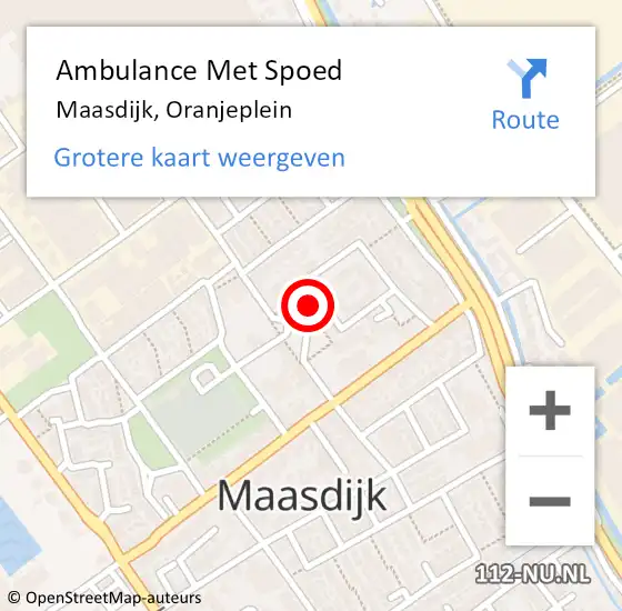 Locatie op kaart van de 112 melding: Ambulance Met Spoed Naar Maasdijk, Oranjeplein op 4 januari 2024 04:10