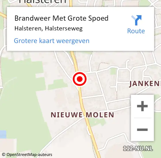 Locatie op kaart van de 112 melding: Brandweer Met Grote Spoed Naar Halsteren, Halsterseweg op 4 januari 2024 04:13