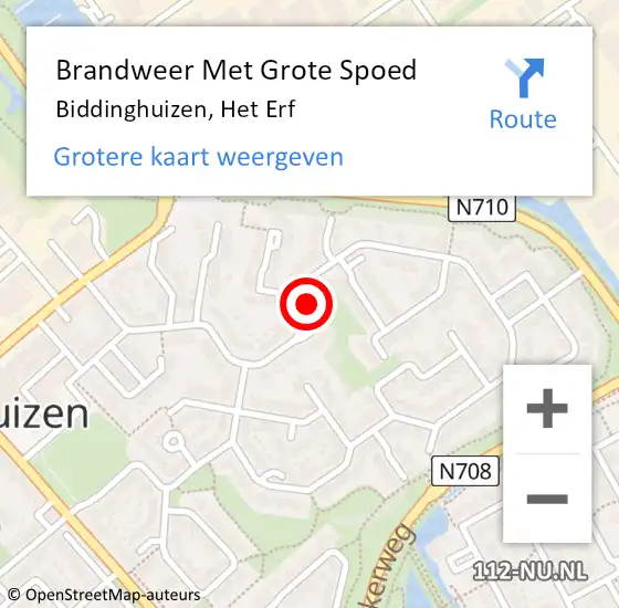 Locatie op kaart van de 112 melding: Brandweer Met Grote Spoed Naar Biddinghuizen, Het Erf op 4 januari 2024 04:51