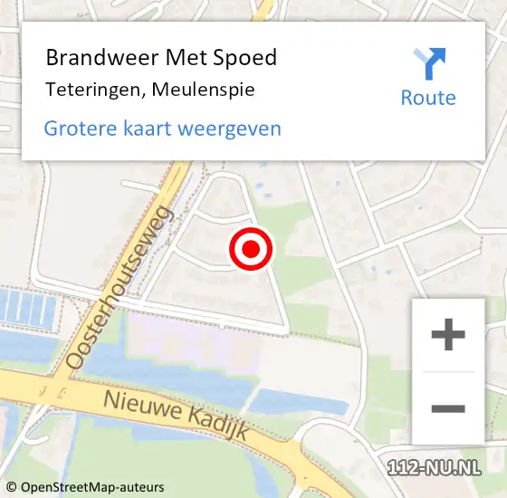 Locatie op kaart van de 112 melding: Brandweer Met Spoed Naar Teteringen, Meulenspie op 4 januari 2024 05:04