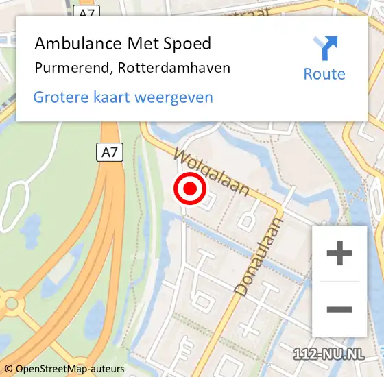 Locatie op kaart van de 112 melding: Ambulance Met Spoed Naar Purmerend, Rotterdamhaven op 4 januari 2024 05:26