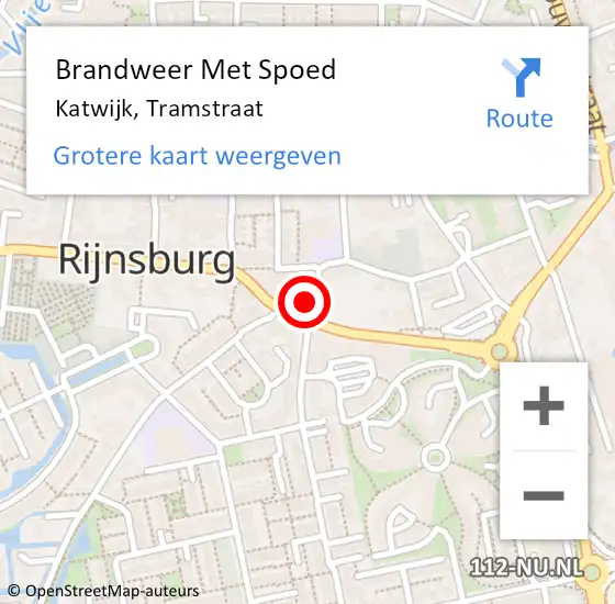 Locatie op kaart van de 112 melding: Brandweer Met Spoed Naar Katwijk, Tramstraat op 4 januari 2024 05:32