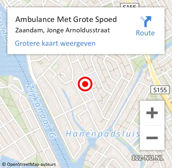 Locatie op kaart van de 112 melding: Ambulance Met Grote Spoed Naar Zaandam, Jonge Arnoldusstraat op 4 januari 2024 07:02