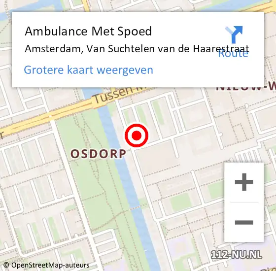 Locatie op kaart van de 112 melding: Ambulance Met Spoed Naar Amsterdam, Van Suchtelen van de Haarestraat op 4 januari 2024 07:09