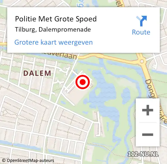 Locatie op kaart van de 112 melding: Politie Met Grote Spoed Naar Tilburg, Dalempromenade op 4 januari 2024 07:10