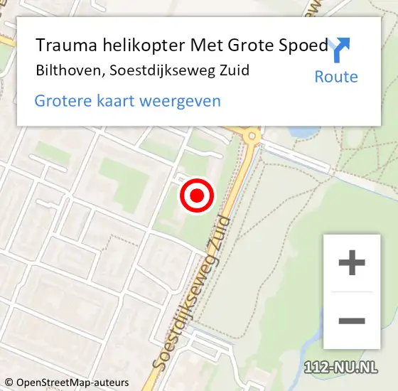 Locatie op kaart van de 112 melding: Trauma helikopter Met Grote Spoed Naar Bilthoven, Soestdijkseweg Zuid op 4 januari 2024 07:33