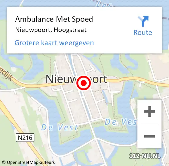 Locatie op kaart van de 112 melding: Ambulance Met Spoed Naar Nieuwpoort, Hoogstraat op 4 januari 2024 07:34