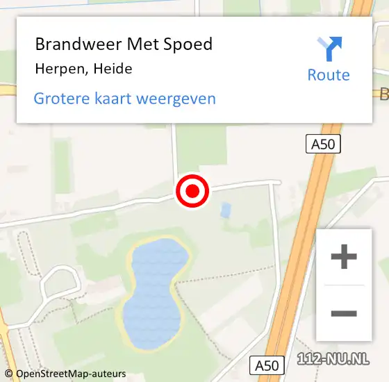 Locatie op kaart van de 112 melding: Brandweer Met Spoed Naar Herpen, Heide op 4 januari 2024 08:05