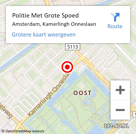 Locatie op kaart van de 112 melding: Politie Met Grote Spoed Naar Amsterdam, Kamerlingh Onneslaan op 4 januari 2024 08:06