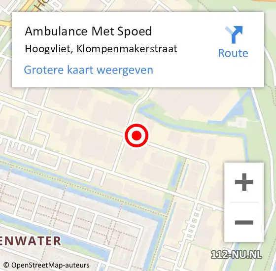 Locatie op kaart van de 112 melding: Ambulance Met Spoed Naar Hoogvliet, Klompenmakerstraat op 4 januari 2024 09:03