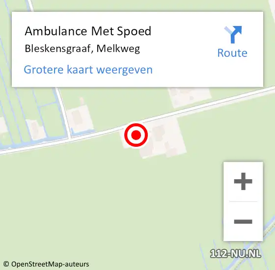 Locatie op kaart van de 112 melding: Ambulance Met Spoed Naar Bleskensgraaf, Melkweg op 4 januari 2024 09:19