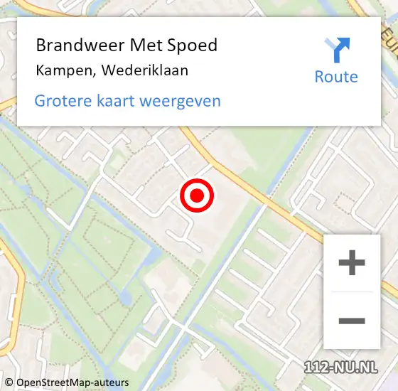 Locatie op kaart van de 112 melding: Brandweer Met Spoed Naar Kampen, Wederiklaan op 4 januari 2024 10:07