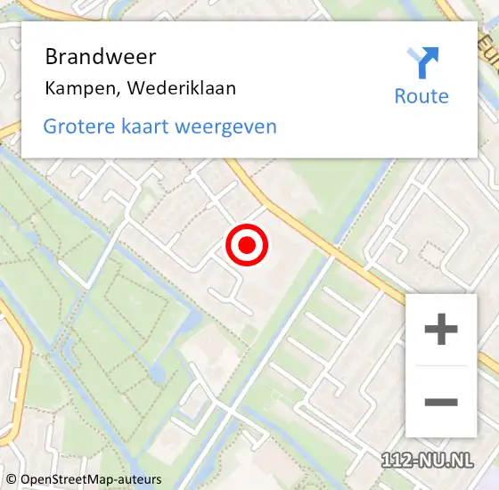 Locatie op kaart van de 112 melding: Brandweer Kampen, Wederiklaan op 4 januari 2024 10:08