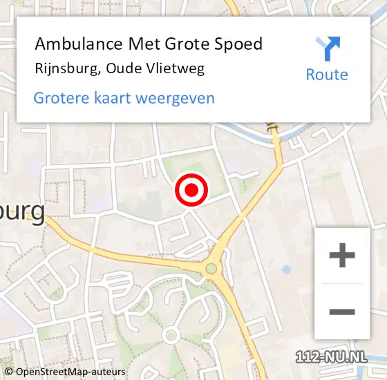Locatie op kaart van de 112 melding: Ambulance Met Grote Spoed Naar Rijnsburg, Oude Vlietweg op 4 januari 2024 10:09