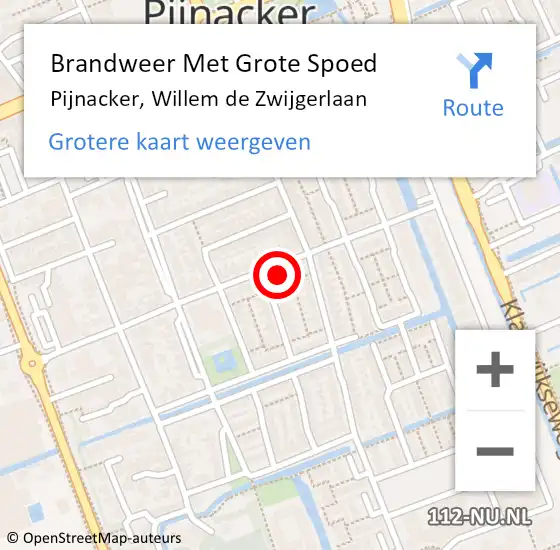 Locatie op kaart van de 112 melding: Brandweer Met Grote Spoed Naar Pijnacker, Willem de Zwijgerlaan op 4 januari 2024 10:10