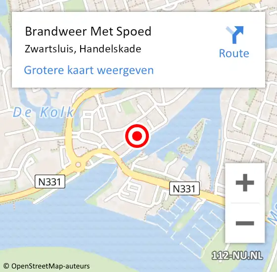 Locatie op kaart van de 112 melding: Brandweer Met Spoed Naar Zwartsluis, Handelskade op 4 januari 2024 10:13