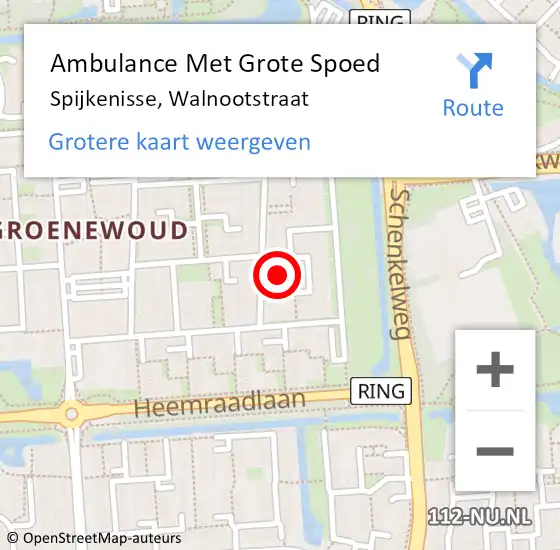 Locatie op kaart van de 112 melding: Ambulance Met Grote Spoed Naar Spijkenisse, Walnootstraat op 4 januari 2024 10:44