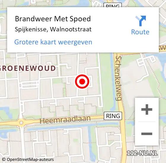 Locatie op kaart van de 112 melding: Brandweer Met Spoed Naar Spijkenisse, Walnootstraat op 4 januari 2024 10:48